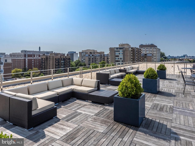 wooden deck with outdoor lounge area