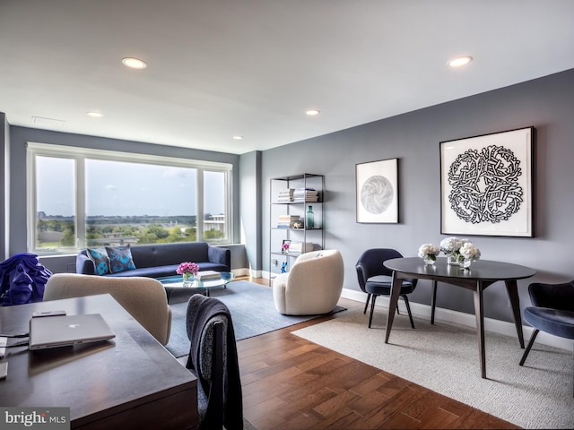 living room with hardwood / wood-style flooring