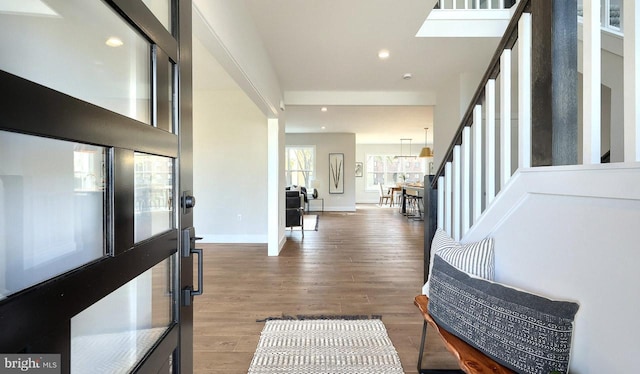 entrance foyer with hardwood / wood-style flooring