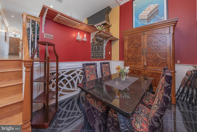 dining area with tile patterned floors