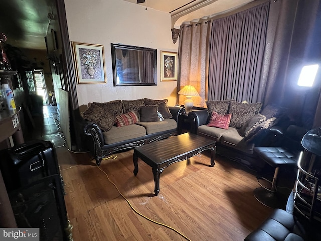 living room featuring wood-type flooring