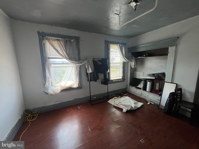 interior space with dark hardwood / wood-style floors