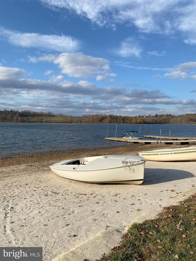 view of dock featuring a water view