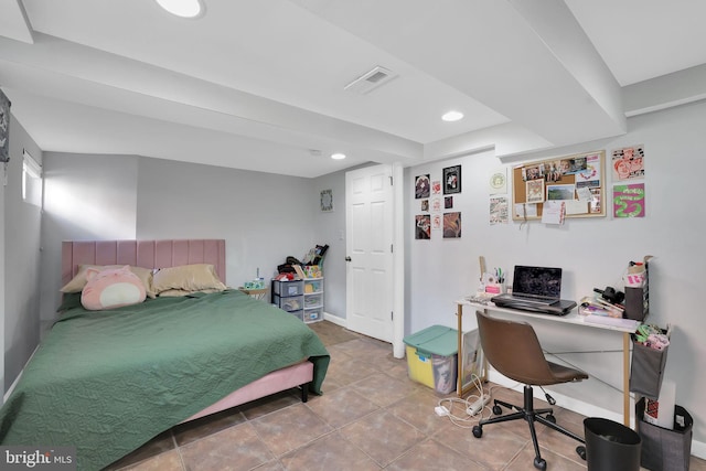 bedroom with tile patterned flooring