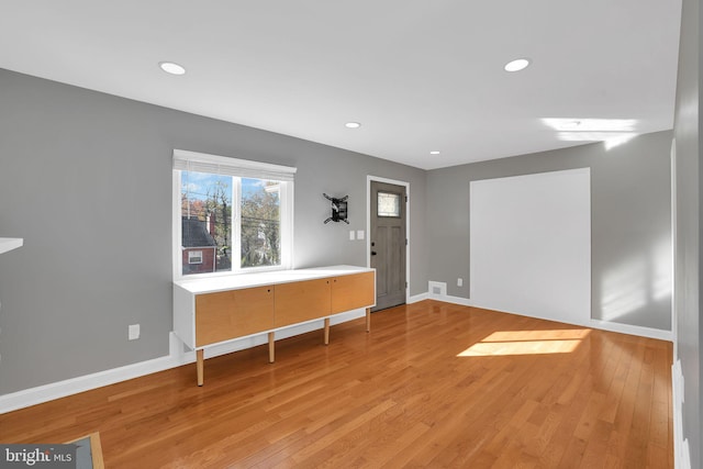 foyer entrance featuring light wood-type flooring