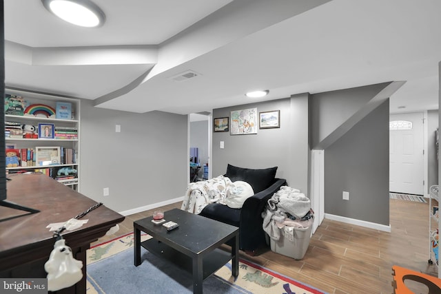 living room featuring light hardwood / wood-style flooring