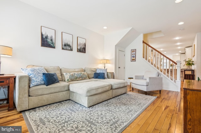 living room with hardwood / wood-style floors