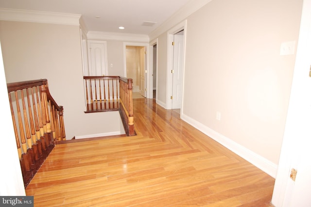 corridor with crown molding