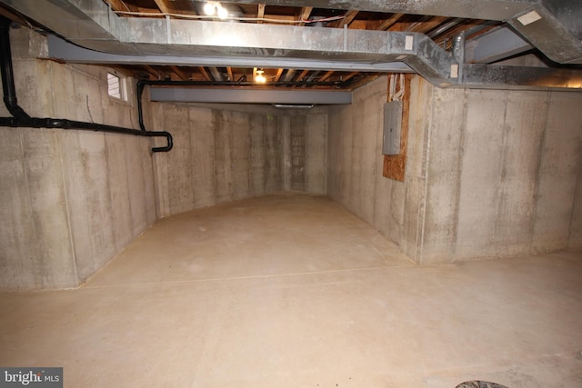 basement with electric panel