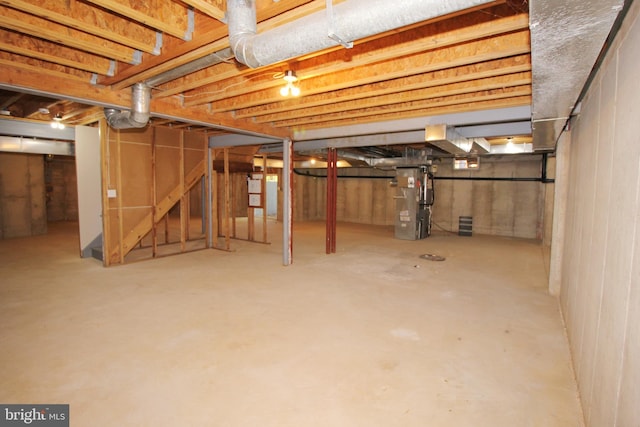 basement with heating unit