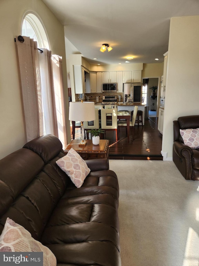 living room with carpet and plenty of natural light