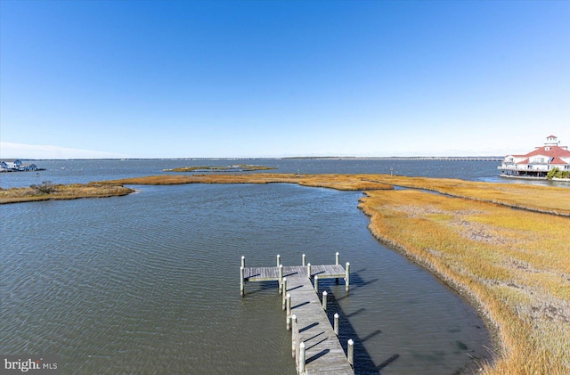 view of dock featuring a water view