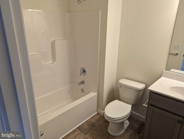 full bathroom with vanity, toilet, and shower / bathtub combination