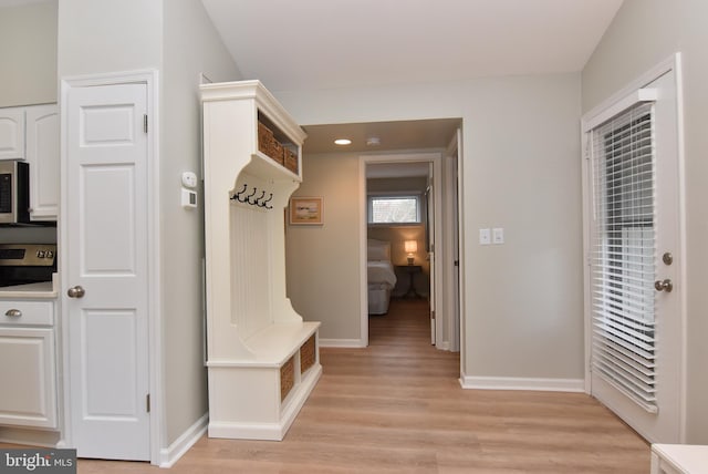 mudroom featuring light wood-type flooring