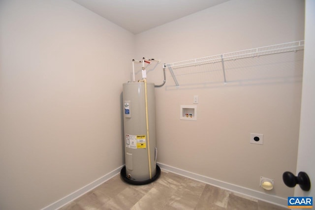 laundry room featuring hookup for an electric dryer, electric water heater, and hookup for a washing machine