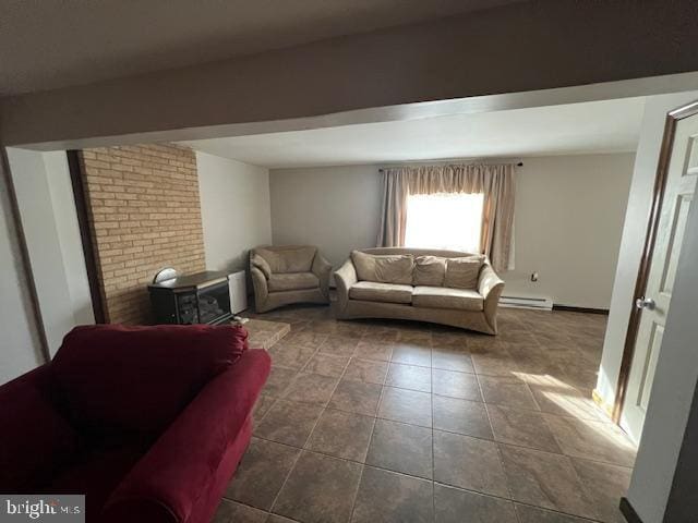 living room with a baseboard radiator