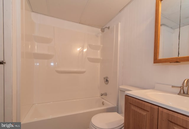 full bathroom with vanity, shower / bath combination, and toilet