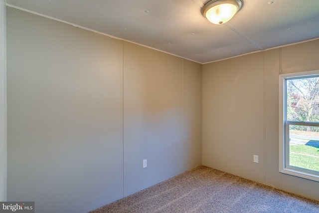 empty room with a textured ceiling and carpet