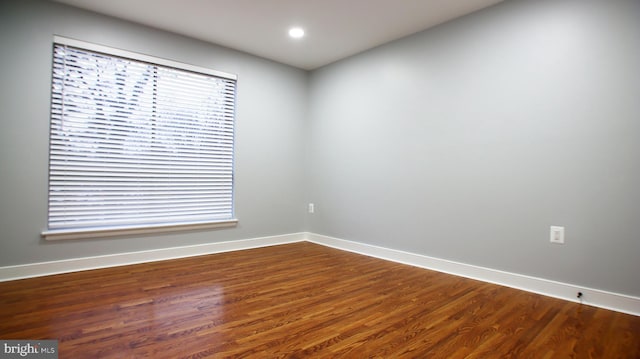 spare room featuring wood-type flooring