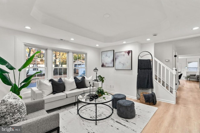 living room featuring light hardwood / wood-style floors