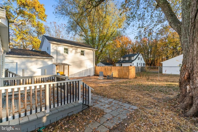 view of yard with a deck