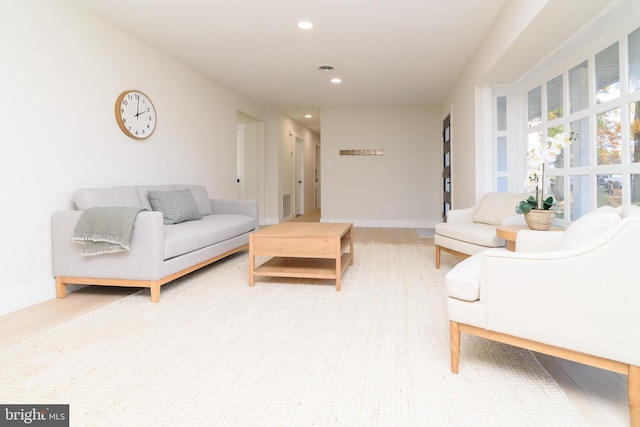 living room featuring light hardwood / wood-style flooring