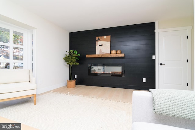 living room with wood-type flooring