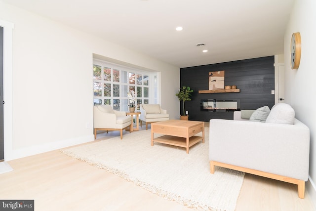 living room with hardwood / wood-style flooring