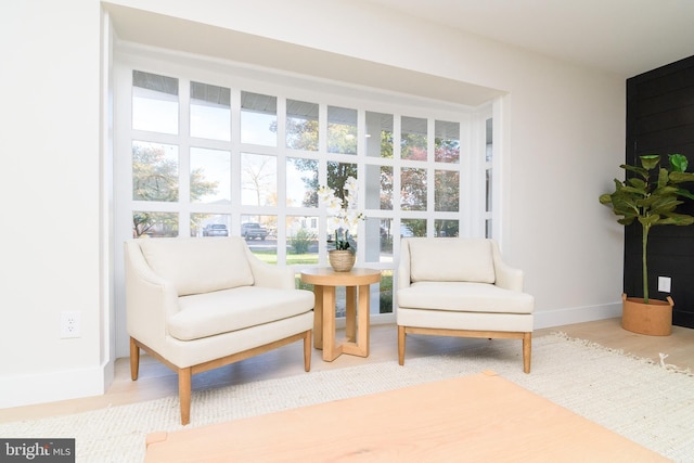 sitting room with wood-type flooring