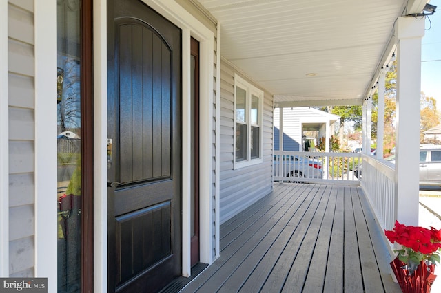 deck featuring a porch