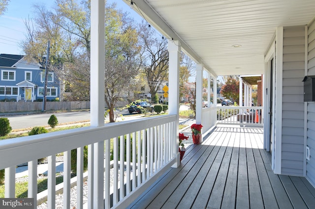 deck featuring a porch