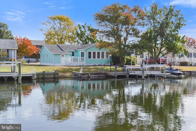 exterior space featuring a boat dock