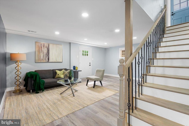 living room featuring light hardwood / wood-style floors