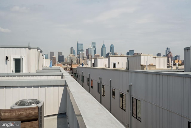 balcony featuring central air condition unit