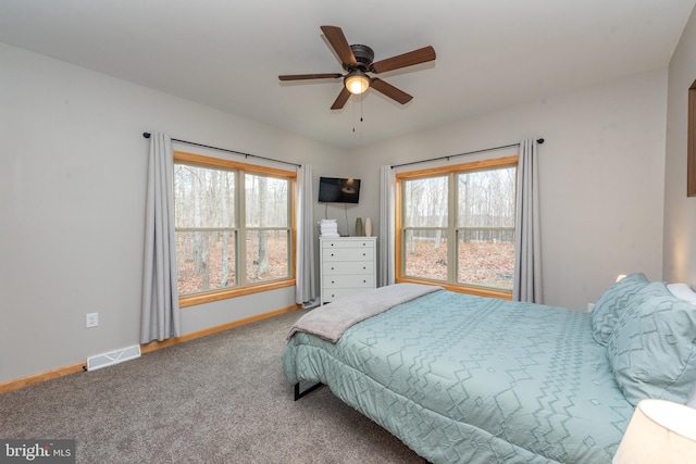 bedroom with carpet and ceiling fan