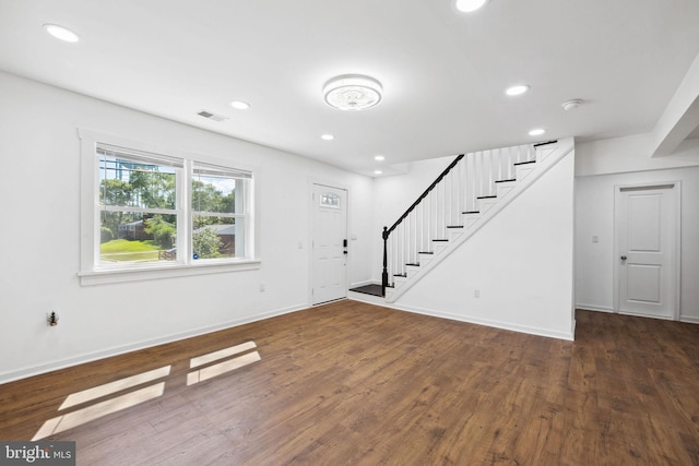 interior space featuring dark wood-type flooring