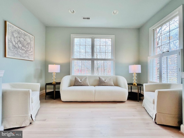 living room featuring light hardwood / wood-style flooring