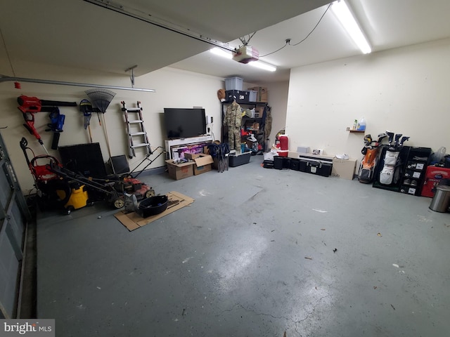 garage with a garage door opener