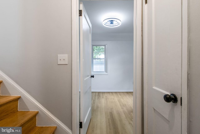 hall featuring light hardwood / wood-style flooring