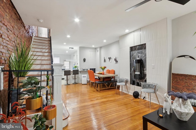 living room with wood-type flooring