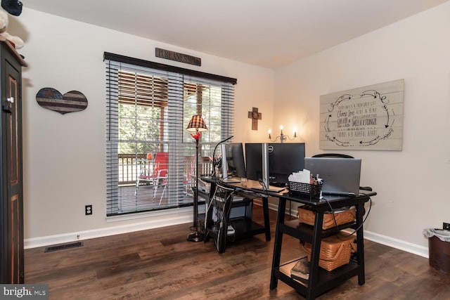 office featuring dark wood-type flooring