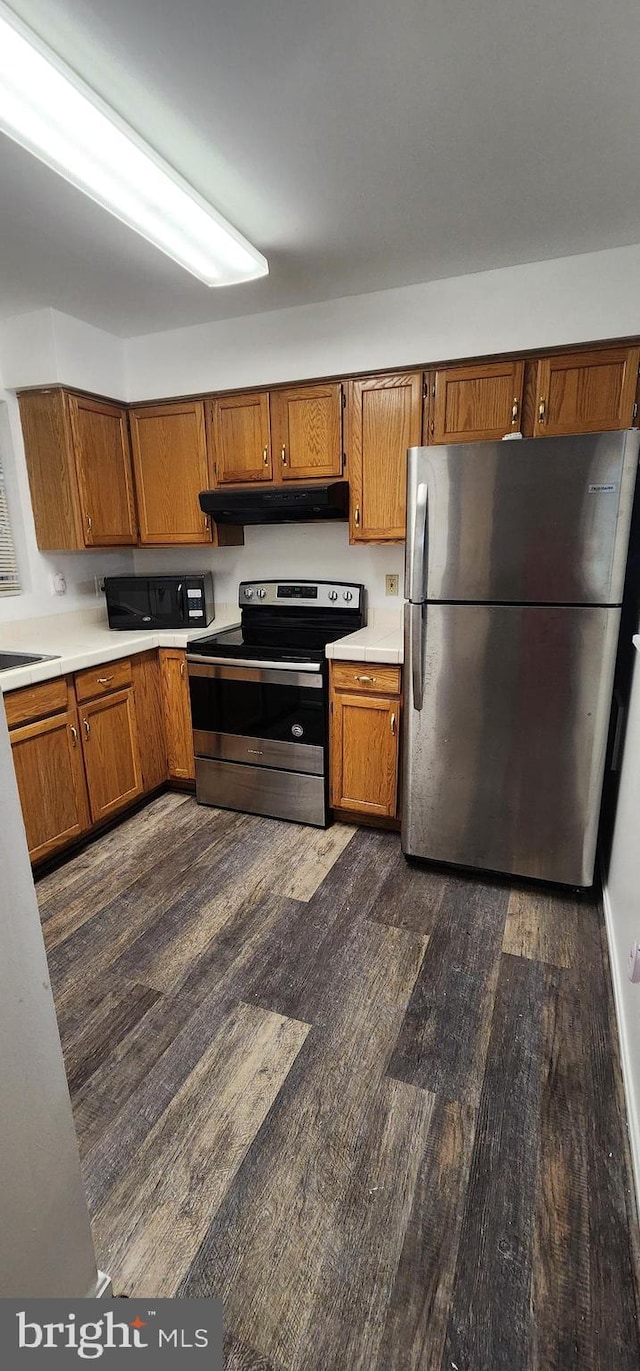 kitchen featuring sink, dark hardwood / wood-style flooring, and appliances with stainless steel finishes