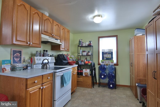 kitchen with white electric stove