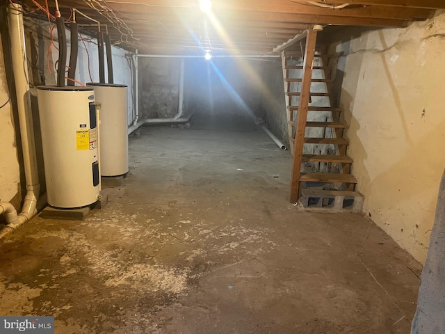 basement with electric water heater