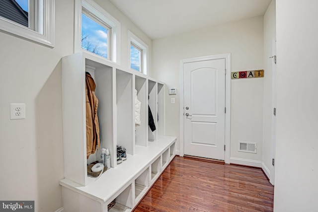 mudroom with hardwood / wood-style floors