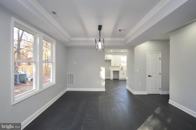 6200 Clay St NE, Washington, DC 20019 - unfurnished dining area with dark wood finished floors, baseboards, and ornamental molding