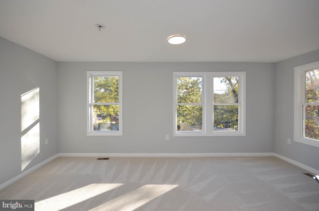 carpeted spare room featuring a healthy amount of sunlight