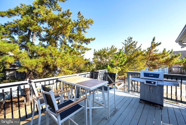 wooden deck with grilling area