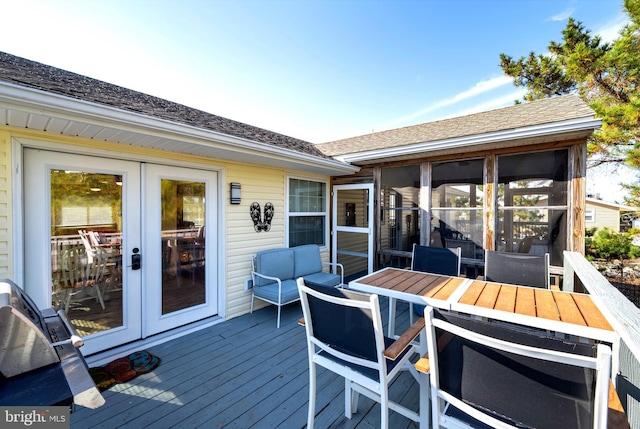 deck featuring french doors