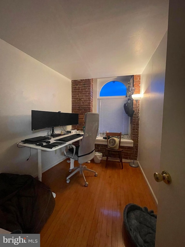 office space featuring wood-type flooring